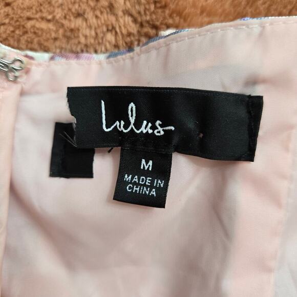 NWOT Lulus Floral Pink Floral Mini Babydoll Dress Sz M Bows Coquette Regency - Picture 9 of 12